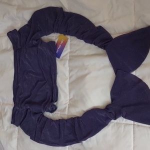 Purple glittery off the shoulder mermaid sleeve crop top